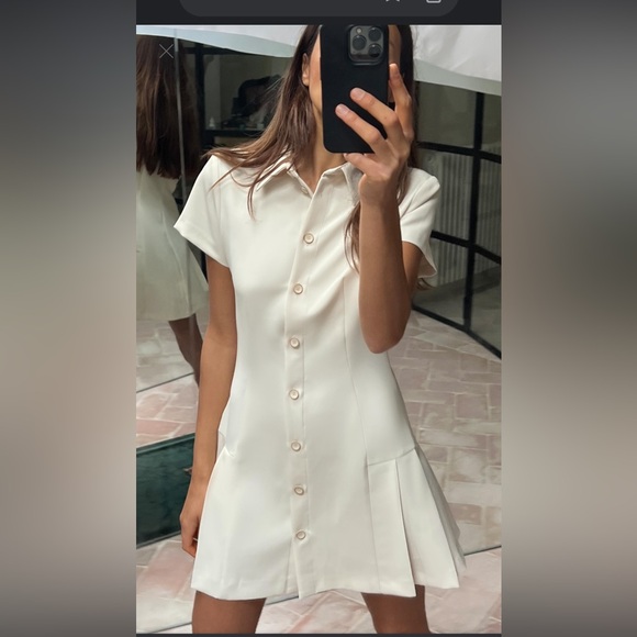 Cute Button Down White Dress - Picture 1 of 5